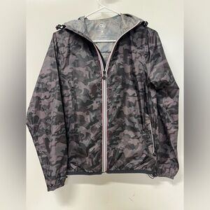 O8 Lifestyle Sloane Black Camo Zip Rain Windbreaker XS Jacket